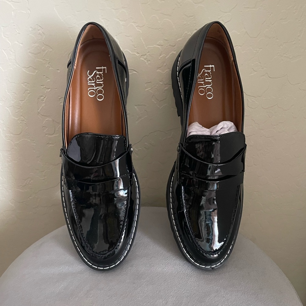Brand new, Never worn patent leather loafers
